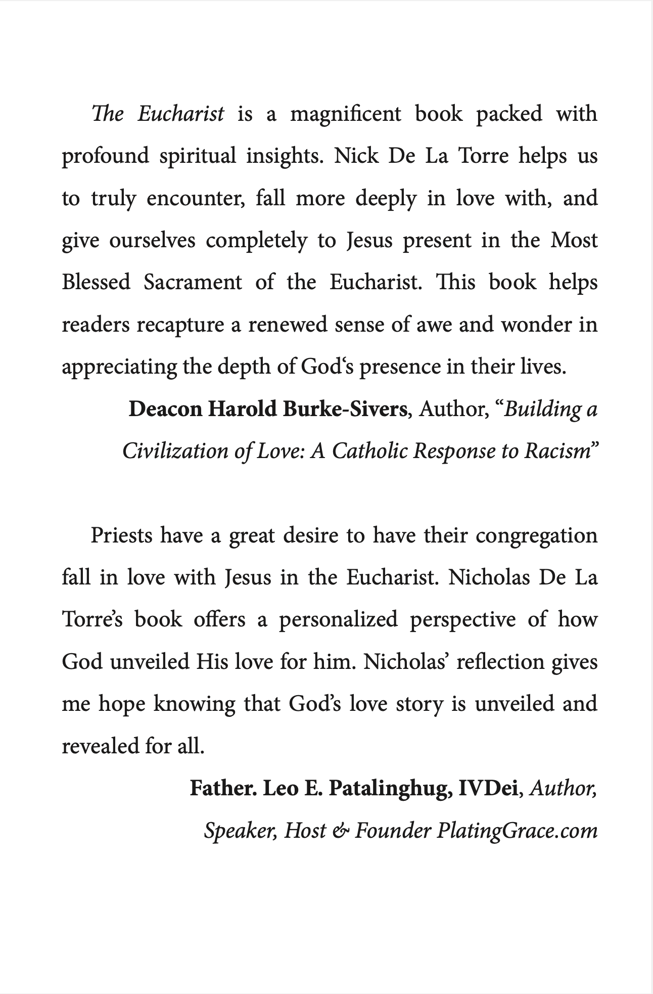 SIGNED COPY of The Eucharist: The Ultimate Love Story Unveiled