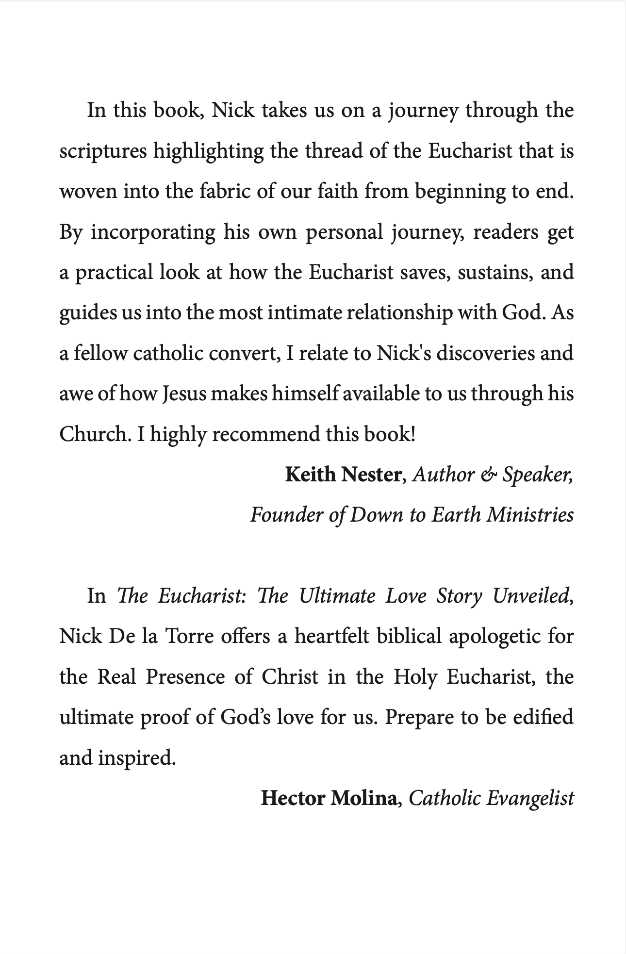 SIGNED COPY of The Eucharist: The Ultimate Love Story Unveiled