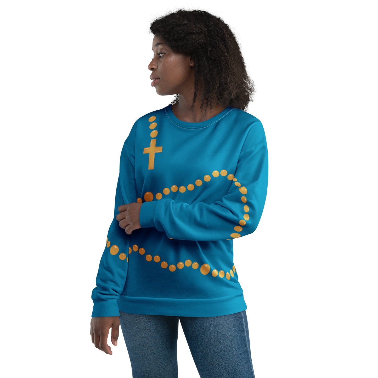 "Wrapped in My Rosary" - Unisex All-Over Sweatshirt