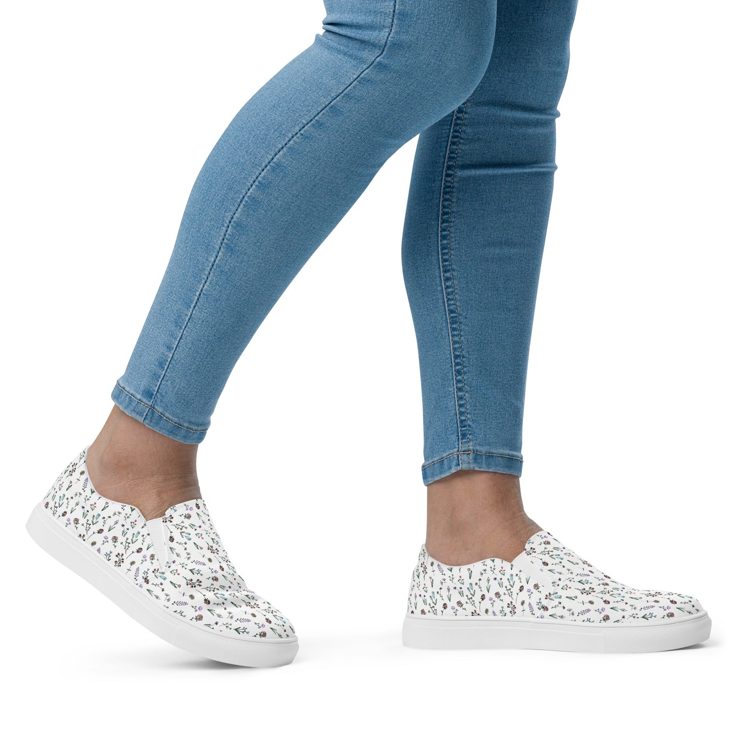 "Walking with the Saints | Little Field of Flowers" - Women’s Slip-Ons