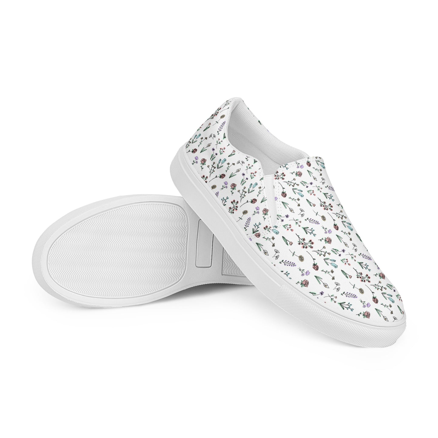 "Walking with the Saints | Little Field of Flowers" - Women’s Slip-Ons