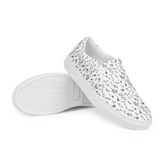 "Walking with the Saints | Little Field of Flowers" - Women’s Slip-Ons
