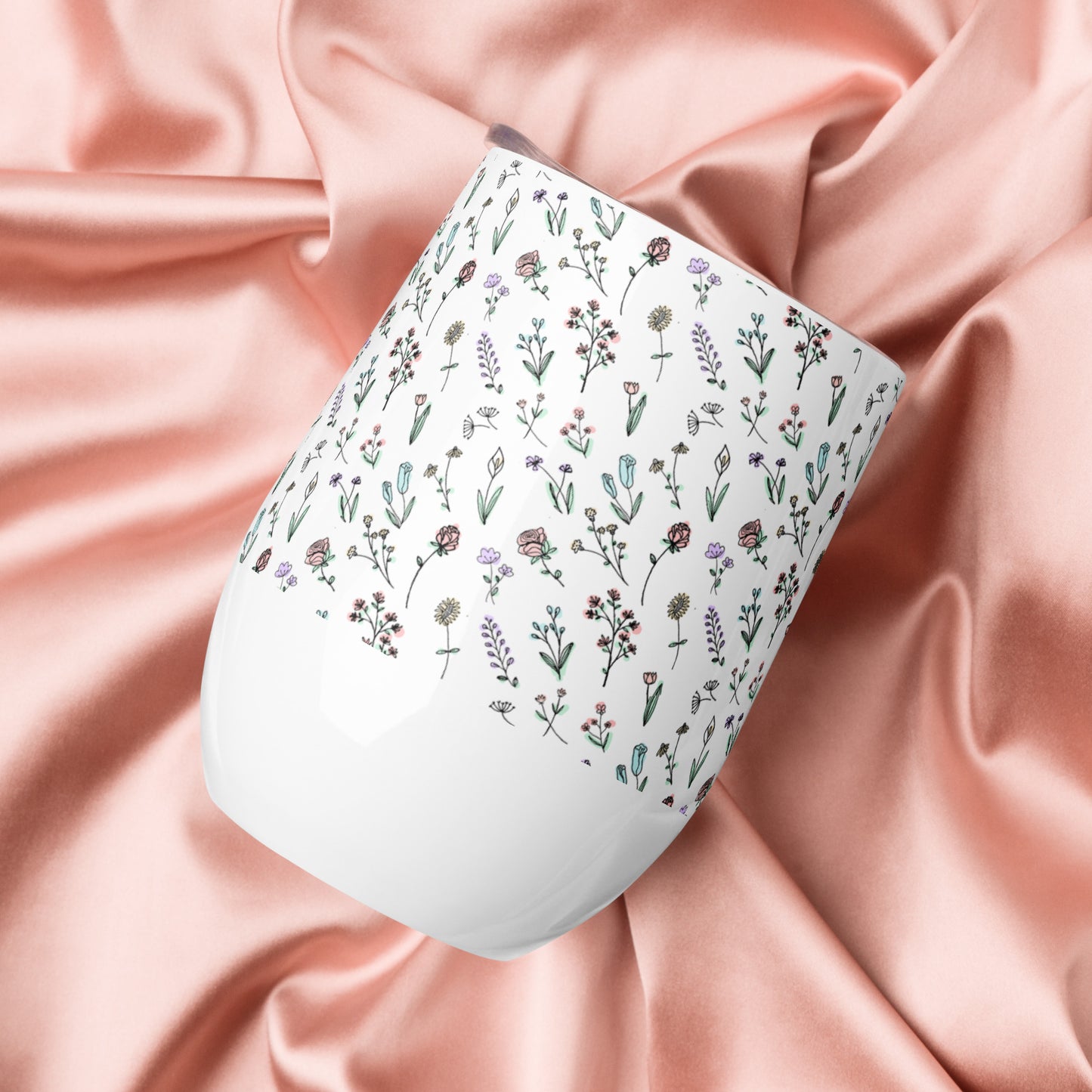 "Little Field of Flowers" - Wine tumbler