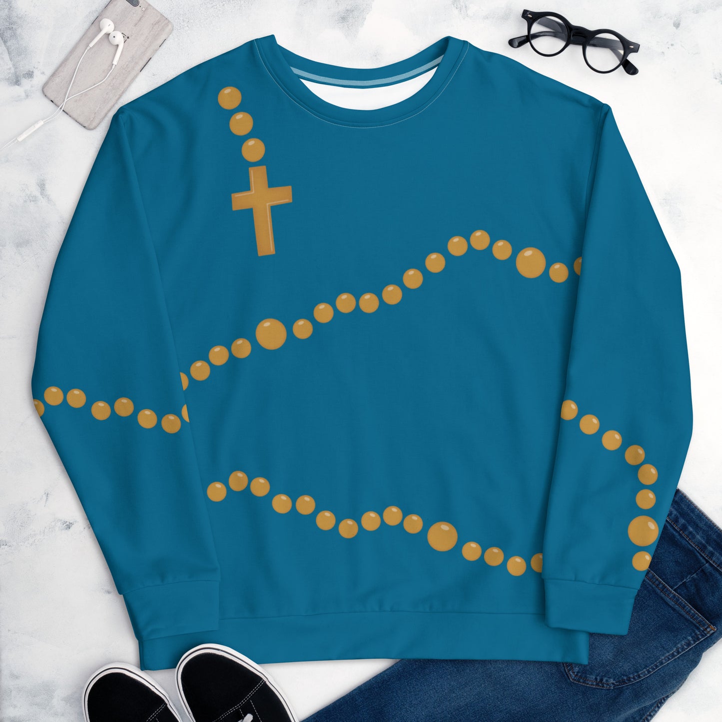 "Wrapped in My Rosary" - Unisex All-Over Sweatshirt