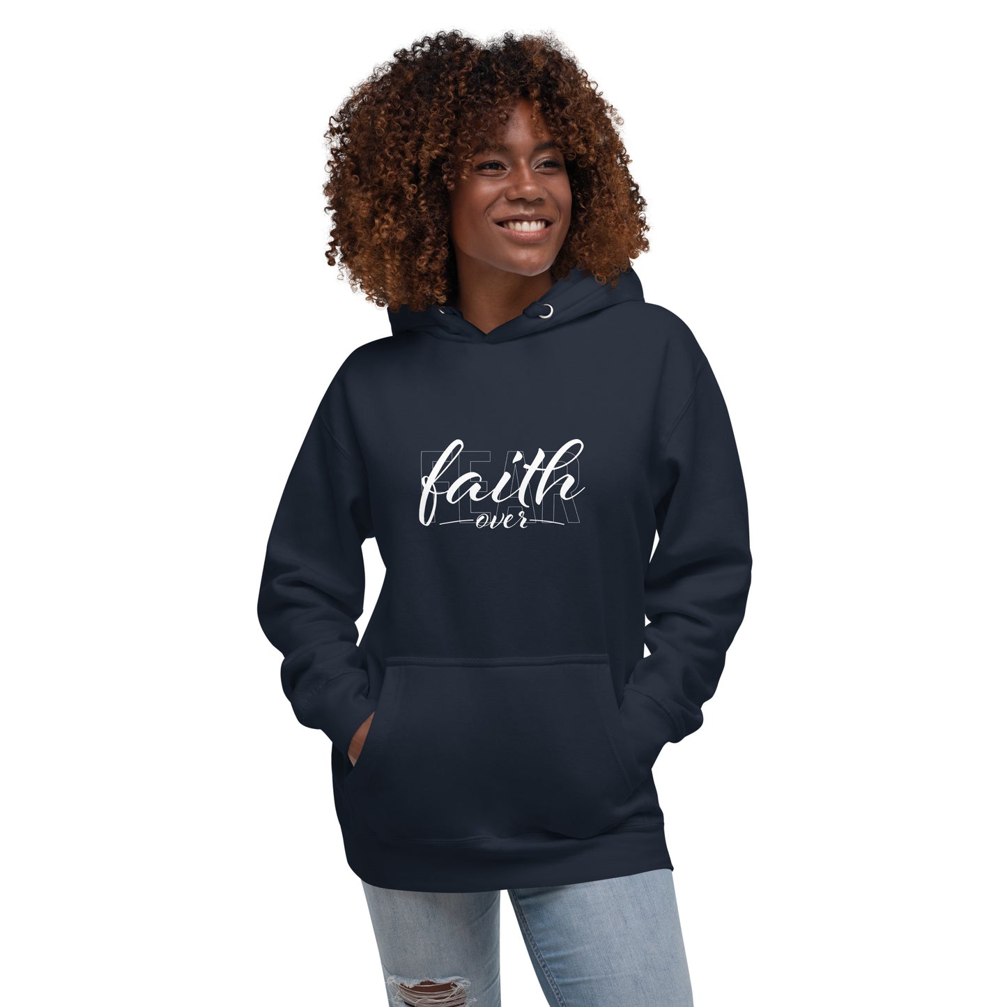 "Fait Over Fear" White Text — Unisex Hoodie