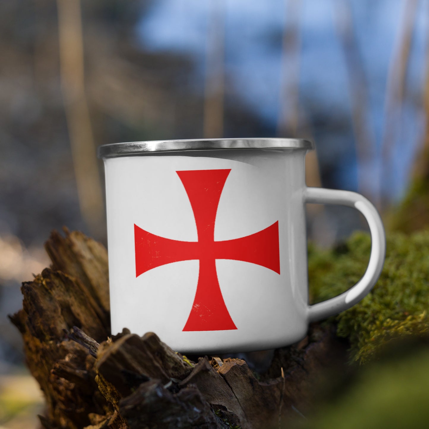 "Battleworn Templar Cross" - Enamel Mug