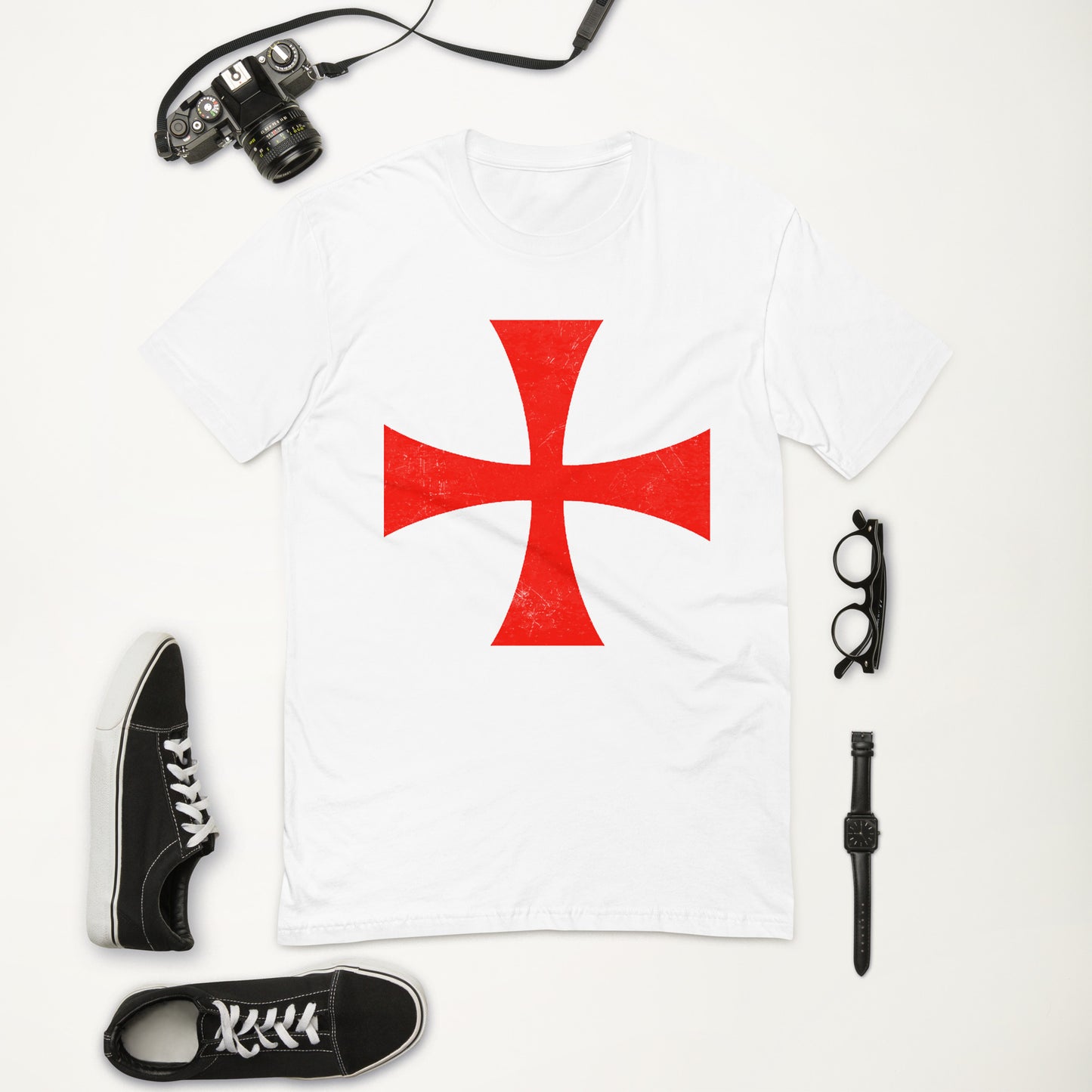"Battle Worn Templar Cross" - Short Sleeve T-shirt